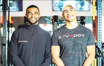  ?? SALSA DIGITAL ?? Oscar Eberle and Xavier Barrett are the owners and operators of Rev Body gym in Eastlake.