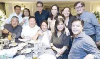  ??  ?? Val with her Reyes and Mayor cousins. (Seated, from left) Manny Parungo, Joel and Aimee Ferrer, Gillian and Dindo Caballero; (standing, from left) Dong and Didit Castro, Ping and Val Sotto, Karen Parungo and Ed Ramirez.