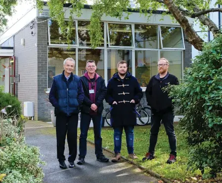  ??  ?? Tom Gordon, Billy Byrne, Liam Daly and Ben O’Brien in the garden outside the new premises in Bray