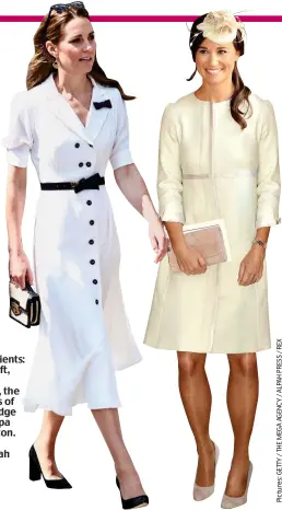  ??  ?? Loyal clients: From left, Sophie Wessex, the Duchess of Cambridge and Pippa Middleton. Below: Suzannah Crabb