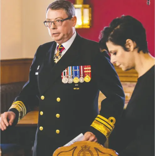  ?? Errol Mcgihon / Postmedia news ?? Vice-admiral Mark Norman arrives with lawyer Marie Henein as they hold a press conference in Ottawa last week.