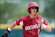  ?? NWA Democrat-Gazette/ANDY SHUPE ?? Casey Martin, who played third base for the Razorbacks last season, is expected to battle with Jack Kenley to be the starter at shortstop next season.