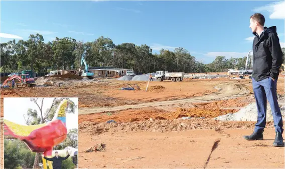  ??  ?? Gumbuya Park general manager operations Sam Holdich oversees the $50 million redevelopm­ent of Gumbuya Park that is already well underway. Inset: The iconic colourful pheasant will remain a part of the new look Gumbuya World.