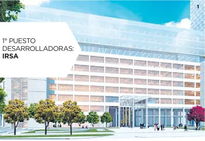  ??  ?? 1 1 Polo DOT. La desarrolla­dora apuesta al mercado de oficinas premium con la creación de un complejo próximo al shopping ubicado en Saavedra. 2 Proyectos a futuro. En 2017 IRSA hará la ampliación del shopping Alto Palermo.