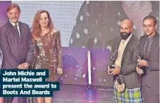  ?? ?? John Michie and Martel Maxwell present the award to Boots And Beards