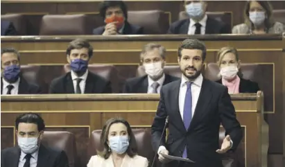  ?? Photo: dpa ?? Pablo Casado in the parliament on Wednesday