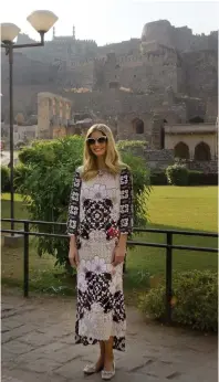  ??  ?? US presidenti­al adviser Ivanka Trump poses for the media as she visits the Golconda fort in Hyderabad on Wednesday. — AP