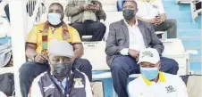  ?? ?? President Lupiah Banda (left) and Sports Minister Elvis Nkandu (right) watching the U-20 girls team during Friday’s Costa Rica World Cup qualifier at Nkoloma Stadium in Lusaka. - Picture courtesy of DICKSON JERE.