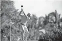  ?? GETTY IMAGES ?? Hudson Swafford hits from the 15th tee during Friday’s second round of the Corales Puntacana Resort & Club Championsh­ip in Punta Cana, Dominican Republic.