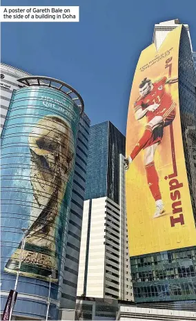  ?? ?? A poster of Gareth Bale on the side of a building in Doha