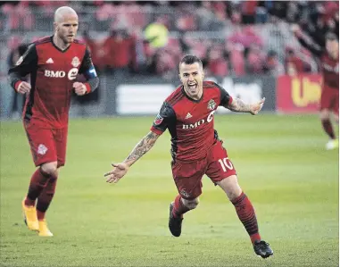  ?? CANADIAN PRESS FILE PHOTO ?? TFC forward Sebastian Giovinco, right, scored three fewer goals last year than in 2017.The Reds could need more help up front.