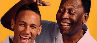  ?? FOTOPRESS ?? Quelli che hanno fatto la storia verdeoro Da sinistra: Neymar, 30 anni stella del Psg e della nazionale brasiliana e Pelé, 82 anni compiuti il mese scorso, miglior marcatore di ogni tempo del Brasile, con tre Mondiali vinti in carriera (1958, 1962 e 1970)