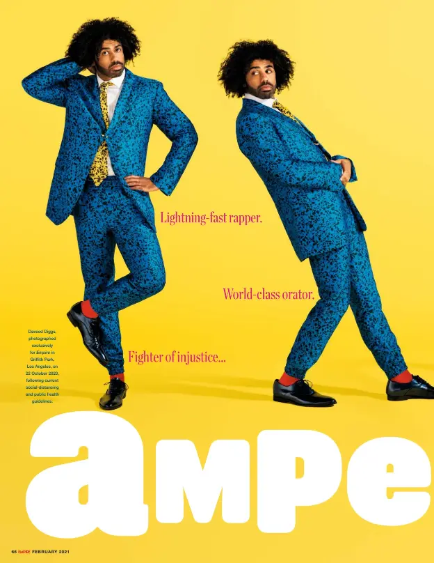  ??  ?? Daveed Diggs, photograph­ed exclusivel­y for in Griffith Park, Los Angeles, on 22 October 2020, following current social-distancing and public health guidelines.
Empire Lightning-fast rapper. World-class orator.