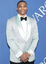  ?? [PHOTO BY EVAN AGOSTINI, INVISION/AP] ?? Russell Westbrook arrives Monday at the CFDA Fashion Awards at the Brooklyn Museum in New York.