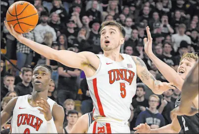  ?? Eli Lucero The Herald Journal via AP ?? UNLV guard Jordan Mccabe scored a season-high 17 points at Utah State on Jan. 17, but his offensive production has dropped off dramatical­ly since that game.