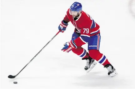  ?? JOHN KENNEY ?? Habs defenceman Andrei Markov makes up for what he’s lost in speed and reflexes with experience and hockey smarts, writes columnist Jack Todd. The veteran Russian has tallied 119 goals and 452 assists in 984 games and is currently playing some of his...