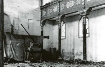  ?? Foto: Förderkrei­s Synagoge ?? Die Binswanger Synagoge nach der Zerstörung in der Reichspogr­omnacht am 10. November 1938.