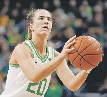  ?? SOOBUM IM/ USA TODAY SPORTS ?? Oregon’s Sabrina Ionescu averaged 17.5 points, an NCAA- leading 9.1 assists and a career- high 8.6 rebounds this season.