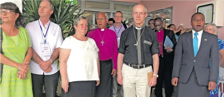  ?? Photo: Losirene Lacanivalu ?? Archbishop of Canterbury, The Most Reverend Justin Welby (fifth from left), was given a farewell at the Anglican Diocese of Polynesia in Suva on March 4, 2018.