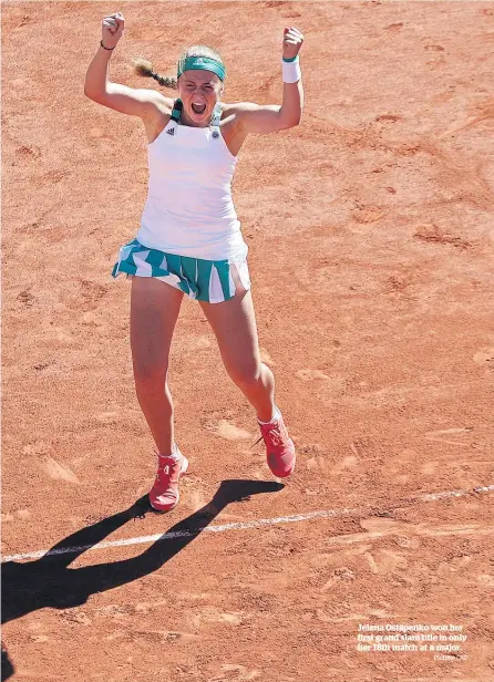  ?? Picture / AP ?? Jelena Ostapenko won her first grand slam title in only her 18th match at a major.