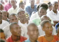  ?? — Reuters ?? Haitians watch a broadcast of outgoing United Nations Secretary-General Ban Ki-Moon’s apology to the people of Haiti for the world body’s role in a deadly cholera outbreak, on a screen at the Office of Internatio­nal Lawyers in Port-au-Prince, Haiti.