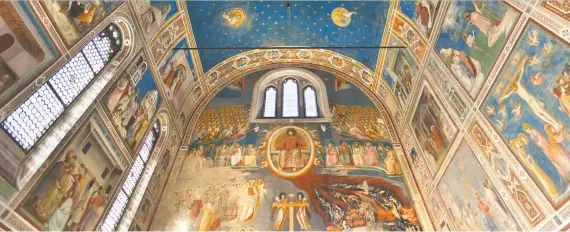  ?? DOMINIC ARIZONA BONUCCELLI ?? The frescoes of Giotto’s glorious Scrovegni Chapel were some of the first artworks to show a new, post-medieval mindset in Italy.