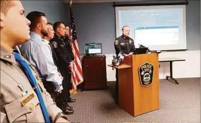  ?? Lisa Backus / Hearst Connecticu­t Media ?? Naugatuck Police Chief Colin McAllister speaks during a news conference Monday outlining the death of 11-month-old Camilla Francisqui­ni.