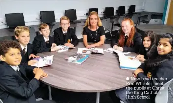  ??  ?? New head teacher Erin Wheeler meets the pupils at Christ the King Catholic High School