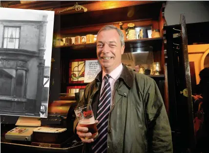  ??  ?? It’s that man again – Nigel Farage in the the Britannia in 2014