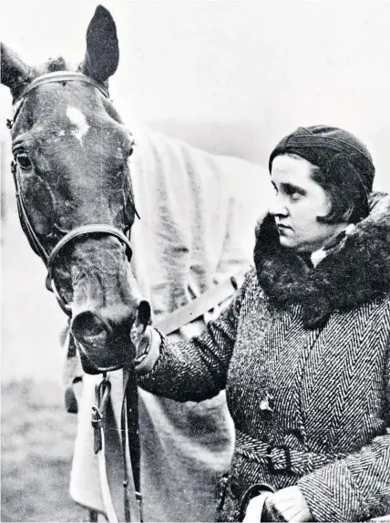  ?? ?? Speed machines: Dorothy Paget (above) with five-time Gold Cup winner Golden Miller; and sitting in the passenger seat (left) with one of her drivers, Sir Henry ‘Tim’ Birkin