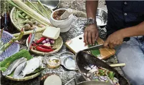  ??  ?? The Local Kitchen went into the jungle to harvest the freshest ingredient­s for a wild yam asam pedas and warm jungle herb salad.