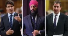  ?? THE CANADIAN PRESS FILE PHOTOS ?? NDP Leader Jagmeet Singh and Conservati­ve Leader Andrew Scheer are taking different paths in their quest to defeat Justin Trudeau in 2018.