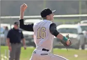  ?? Kevin Myrick / SJ ?? Griffin Pace provided pitching during the first half of Rockmart’s game against Heard County.