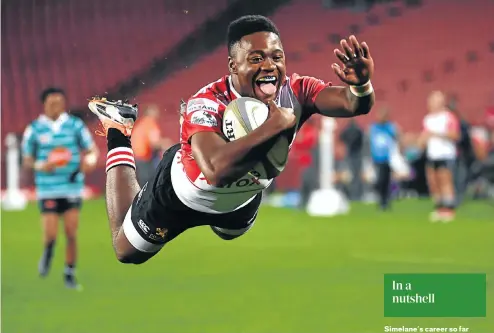  ?? Picture: Gallo Images ?? Former schoolboy prodigy Wandisile Simelane’s Super Rugby career is about to take off at the Lions.