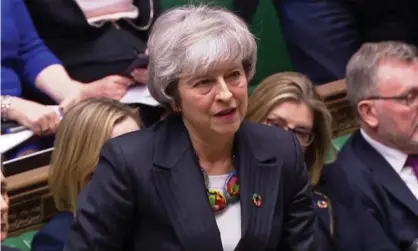  ??  ?? Theresa May reiterated her rejection of a customs union, as put forward by Labour. Photograph: AFP/Getty Images