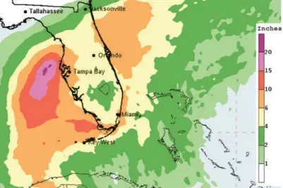  ?? NATIONAL HURRICANE CENTER ?? The National Hurricane Center predicts Hurricane Ian will bring up to six inches of rain to Central Florida.