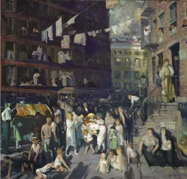  ??  ?? George Wesley Bellows (1882-1925), Cliff Dwellers, 1913. Oil on canvas. Los Angeles County Museum of Art, Los Angeles County Fund (16.4).