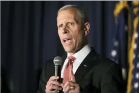  ?? MATT ROURKE — ASSOCIATE PRESS ?? Candidate Paul Mango, seeking the Republican Party’s nomination to challenge Democratic Gov. Tom Wolf’s re-election bid next year, speaks at the Montgomery County Republican Committee gubernator­ial forum in Blue Bell, Pa., Thursday, Oct. 19, 2017.