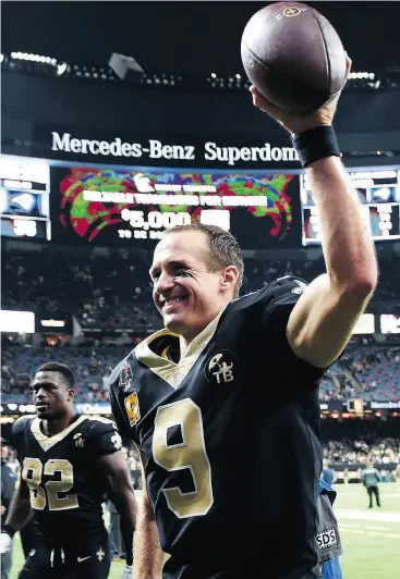  ?? BILL FEIG / THE ASSOCIATED PRESS ?? The success of the Saints and QB Drew Brees reflects the growing trend in today’s NFL favouring offensive prowess over defensive excellence.