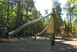  ??  ?? ▼ …AND PLAYING!
Although closed when we visited, the play areas at High Lodge are now open for adventure again.