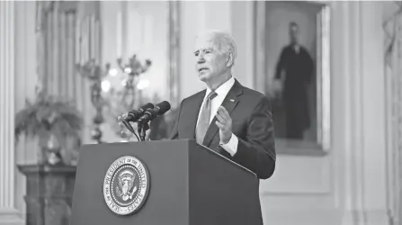  ?? EVAN VUCCI/AP ?? President Joe Biden delivers remarks on the economy Thursday in the East Room of the White House in Washington.