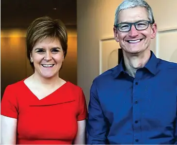  ??  ?? Healthy discussion: The First Minister alongside Apple’s chief executive Tim Cook