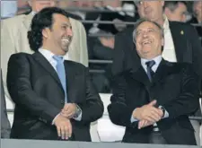  ??  ?? HABRÁ TENSIÓN. Al-Thani y Florentino, en el pasado.