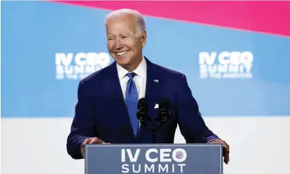  ?? Photograph: Caroline Brehman/EPA ?? Joe Biden speaks in Los Angeles, California, in June.