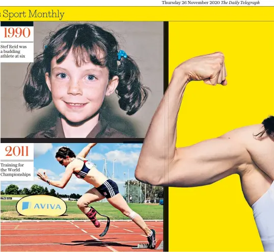  ??  ?? Stef Reid was a budding athlete at six 1990
Training for the World Championsh­ips 2011