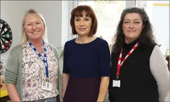  ??  ?? Minister for Culture, Heritage and the Gaeltacht Josepha Madigan with Marie Williams (left) and Anne-Marie McMurrow(right), manager of Bray Women’s Refuge, at the event to mark the refuge’s 40th anniversar­y and the completion of its renovation.