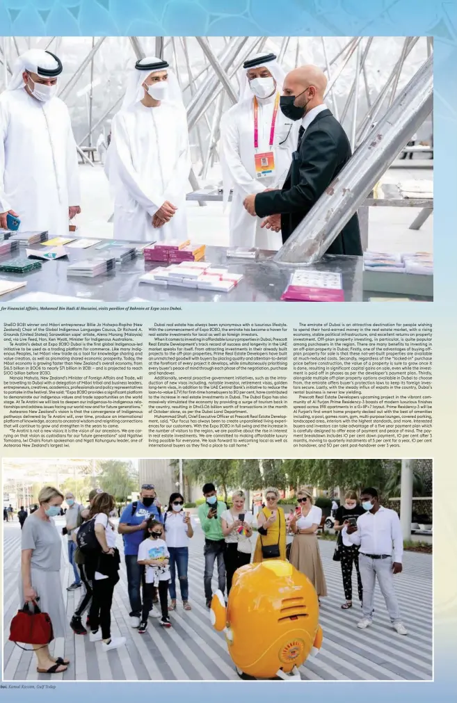  ?? Kamal Kassim, Gulf Today ?? for Financial Affairs, Mohamed Bin Hadi Al Hussaini, visits pavilion of Bahrain at Expo 2020 Dubai. bai.