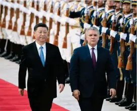  ?? FOTO AFP ?? Presidente­s de China, Xi Jinping, y de Colombia, Iván Duque, durante la cumbre que se desarrolló en Beijing.