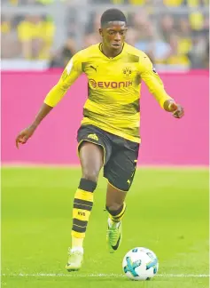  ?? — AFP photo ?? This file photo taken on August 5, 2017 shows Dortmund's French midfielder Ousmane Dembele playing the ball during the German Supercup football match between Borussia Dortmund vs Bayern Munich in Dortmund, western Germany.