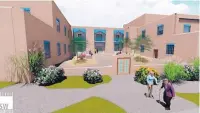  ?? COURTESY OF SANTA FE COUNTY ?? This artist’s rendering shows how renovation­s will restore a courtyard at the county administra­tive building at 102 Grant Ave.